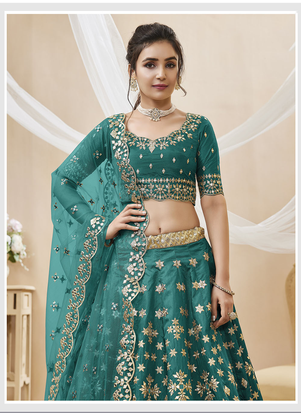 Designer Art Silk Lehenga Choli | Embroidered with Jari & Sequence Work