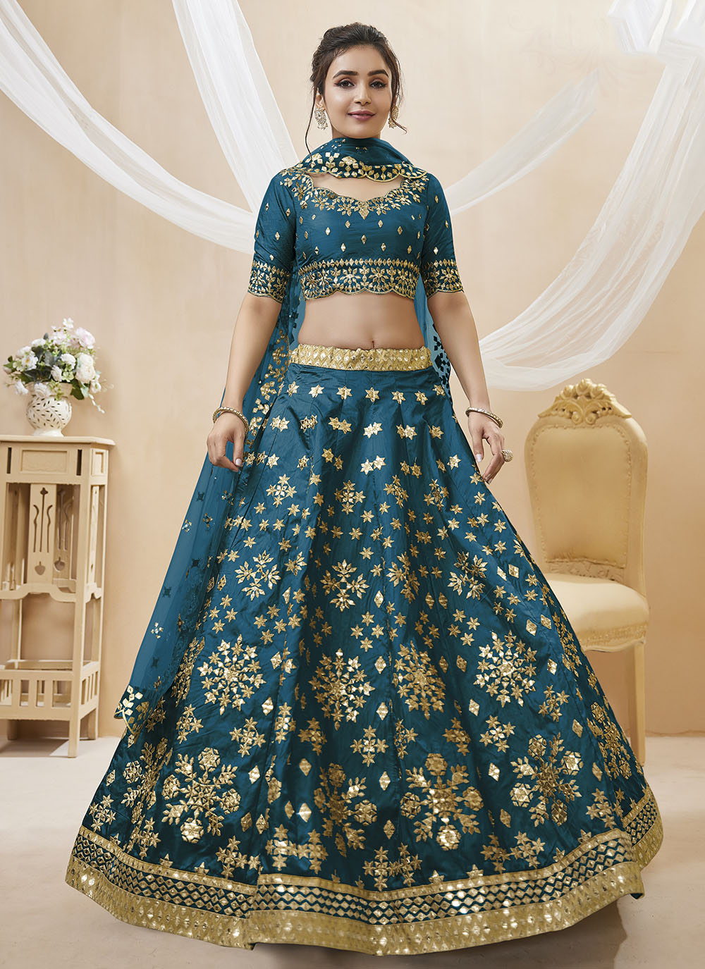 Designer Art Silk Lehenga Choli | Embroidered with Jari & Sequence Work