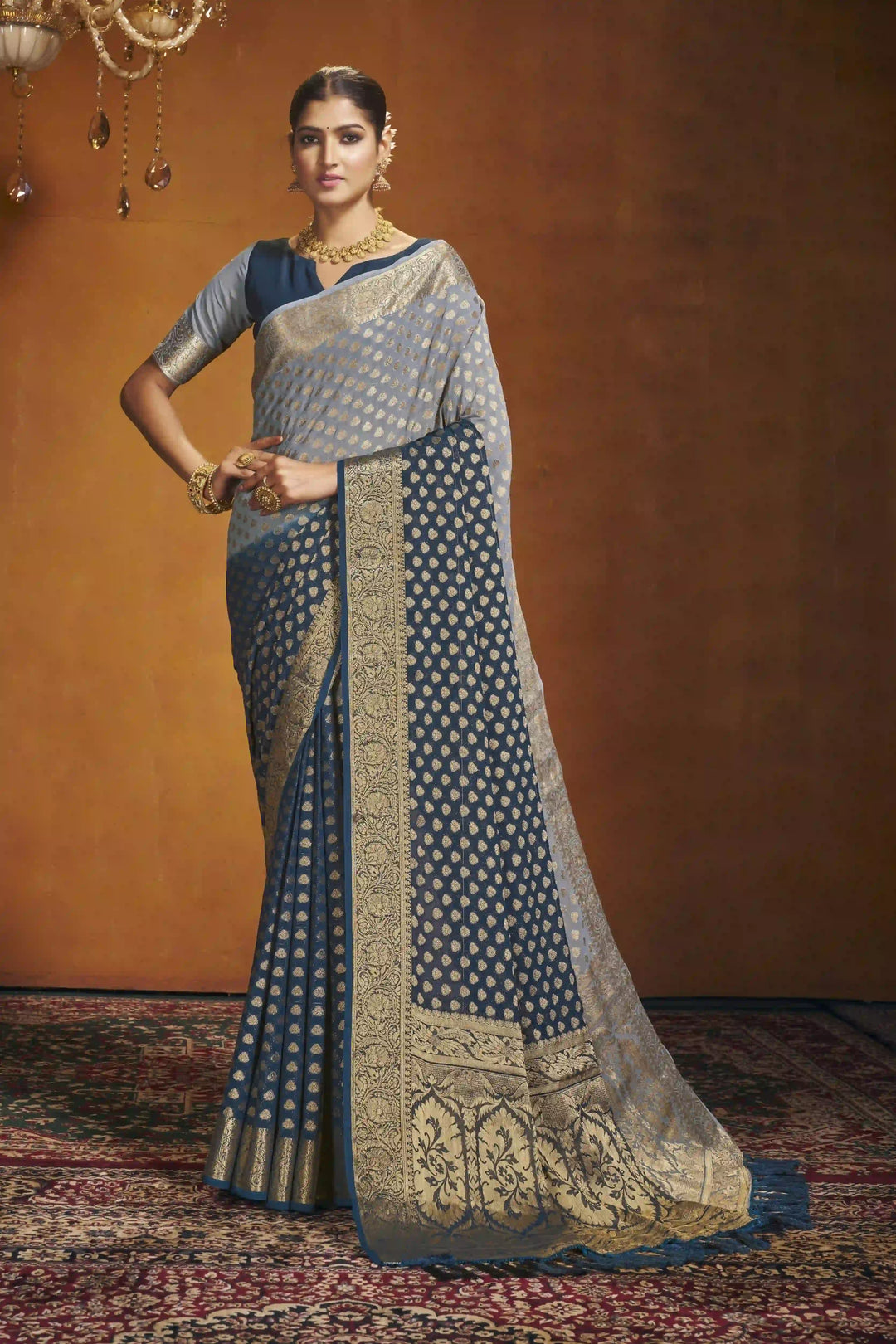 Elegant Georgette Saree | Woven Designer for Weddings & Special Events