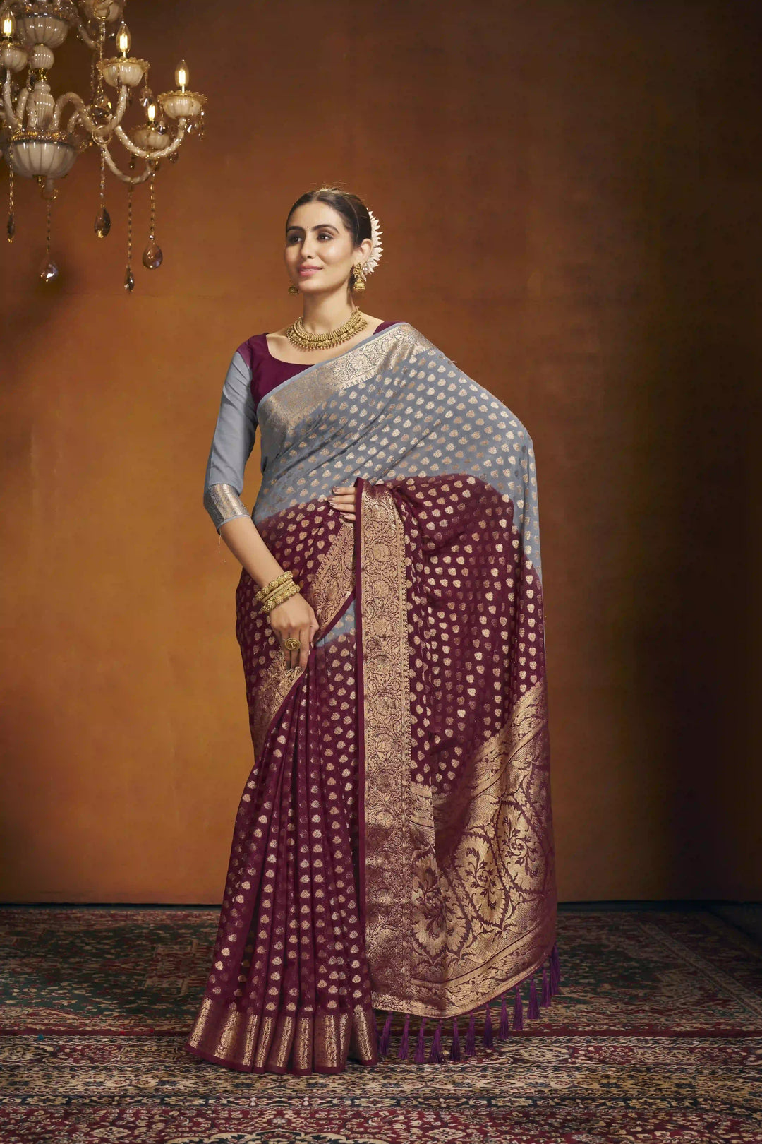 Elegant Georgette Saree | Woven Designer for Weddings & Special Events