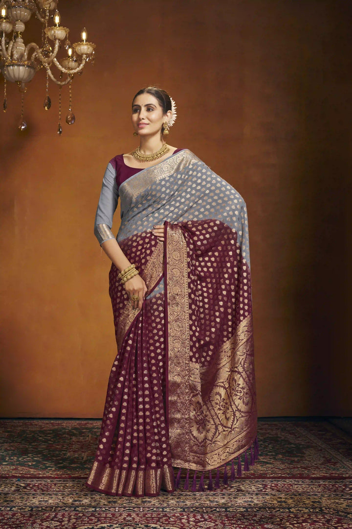 Elegant Georgette Saree | Woven Designer for Weddings & Special Events