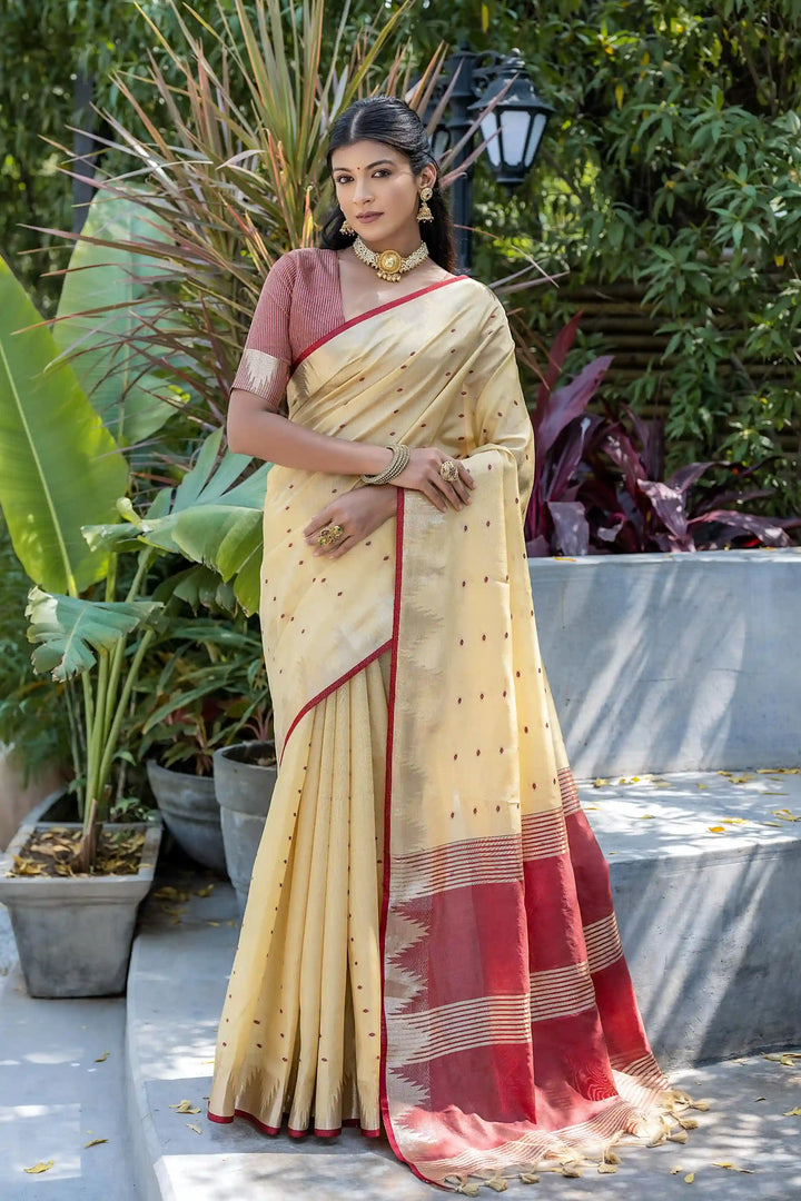 Tussar Silk Saree | Designer Wevon Pyramid Work for Weddings & Festivals