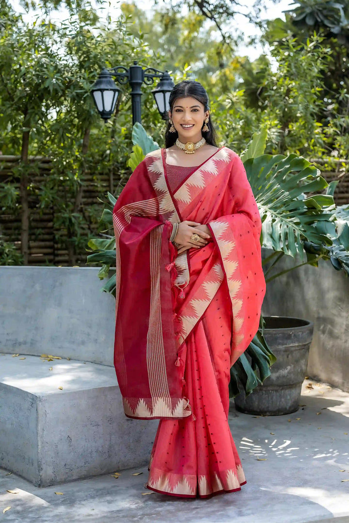 Tussar Silk Saree | Designer Wevon Pyramid Work for Weddings & Festivals