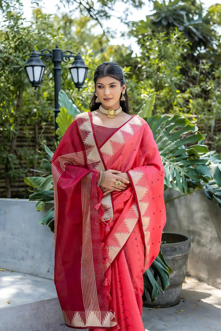 Tussar Silk Saree | Designer Wevon Pyramid Work for Weddings & Festivals