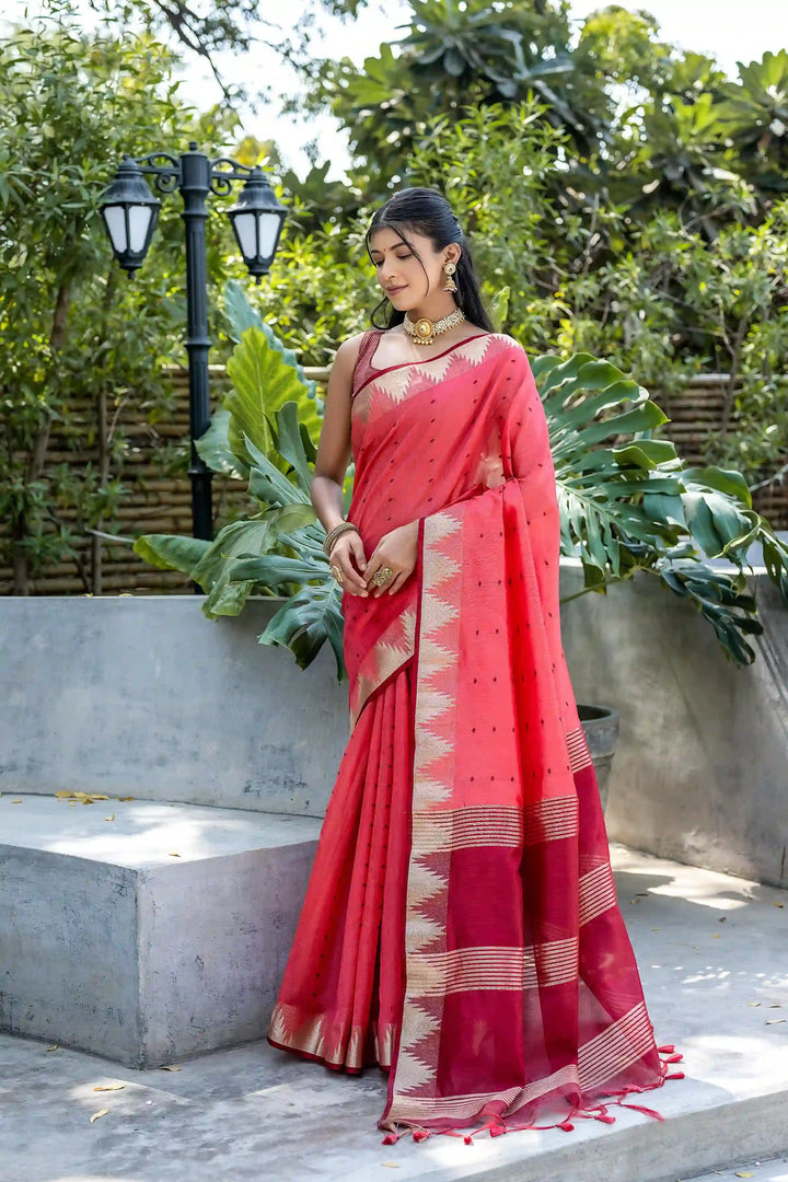 Tussar Silk Saree | Designer Wevon Pyramid Work for Weddings & Festivals