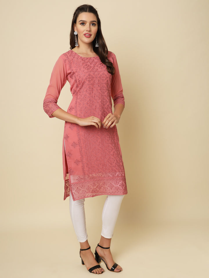 Georgette Kurti | Thread & Chikankari Embroidery for Women