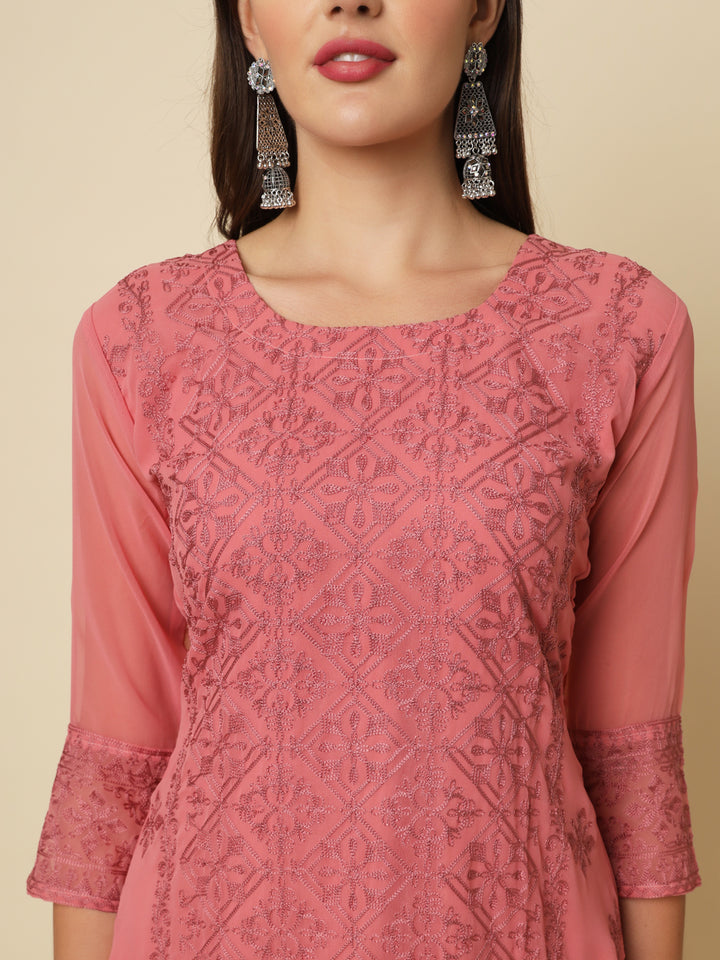 Georgette Kurti | Thread & Chikankari Embroidery for Women