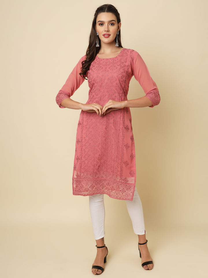 Georgette Kurti | Thread & Chikankari Embroidery for Women