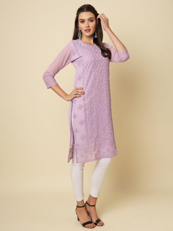 Georgette Kurti | Thread & Chikankari Embroidery for Women