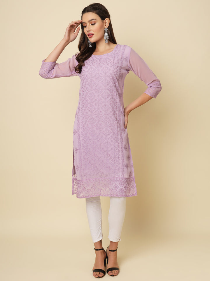 Georgette Kurti | Thread & Chikankari Embroidery for Women