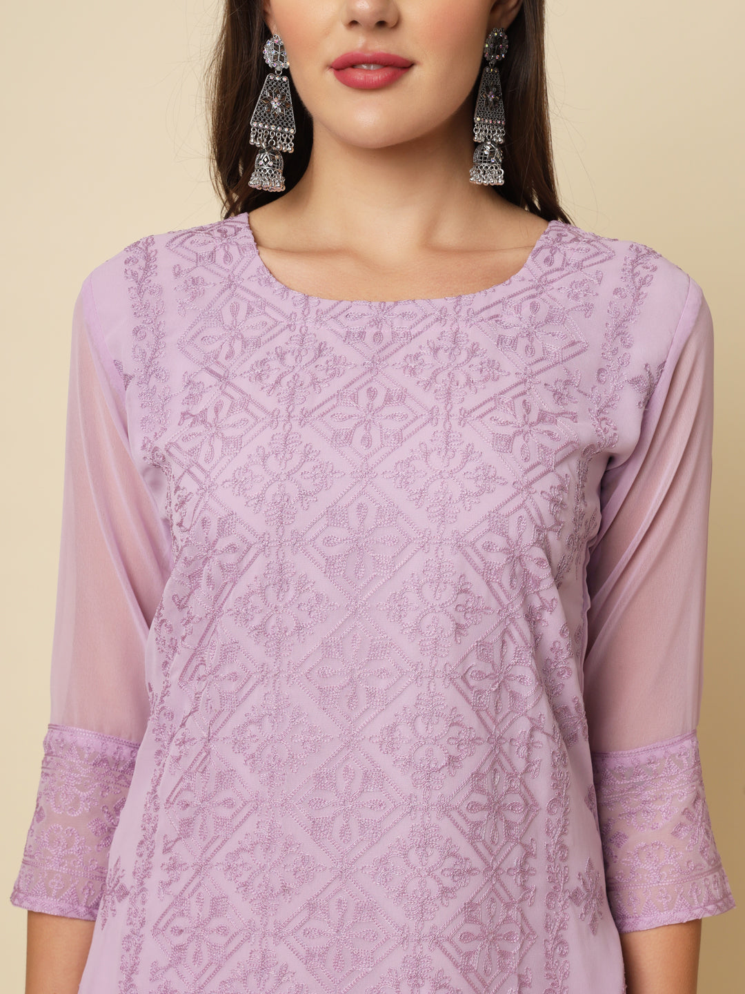 Georgette Kurti | Thread & Chikankari Embroidery for Women