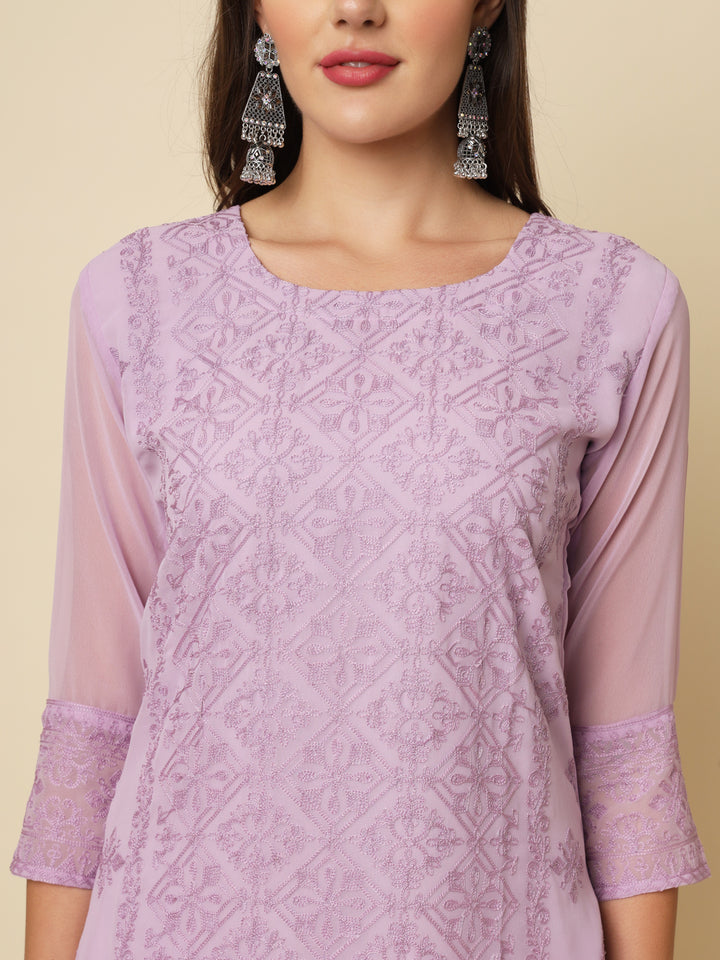 Georgette Kurti | Thread & Chikankari Embroidery for Women