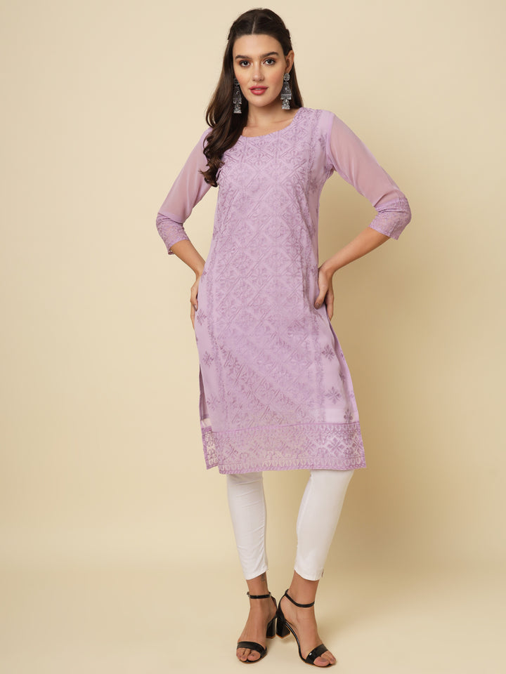 Georgette Kurti | Thread & Chikankari Embroidery for Women