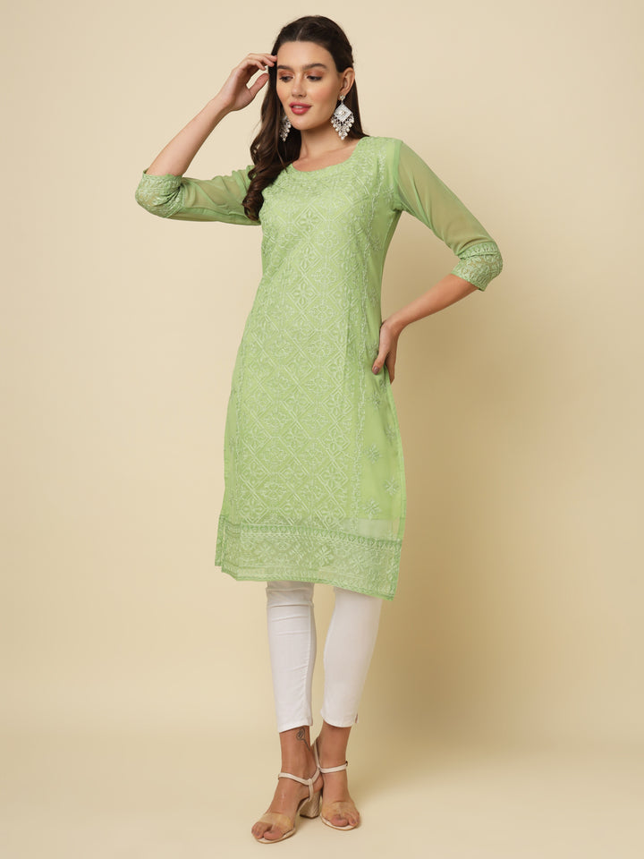 Georgette Kurti | Thread & Chikankari Embroidery for Women