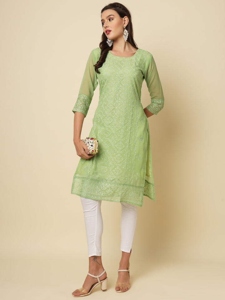 Georgette Kurti | Thread & Chikankari Embroidery for Women