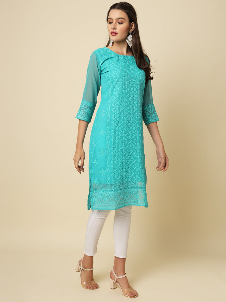 Georgette Kurti | Thread & Chikankari Embroidery for Women
