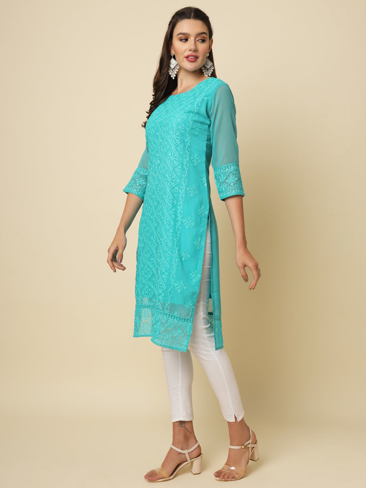 Georgette Kurti | Thread & Chikankari Embroidery for Women