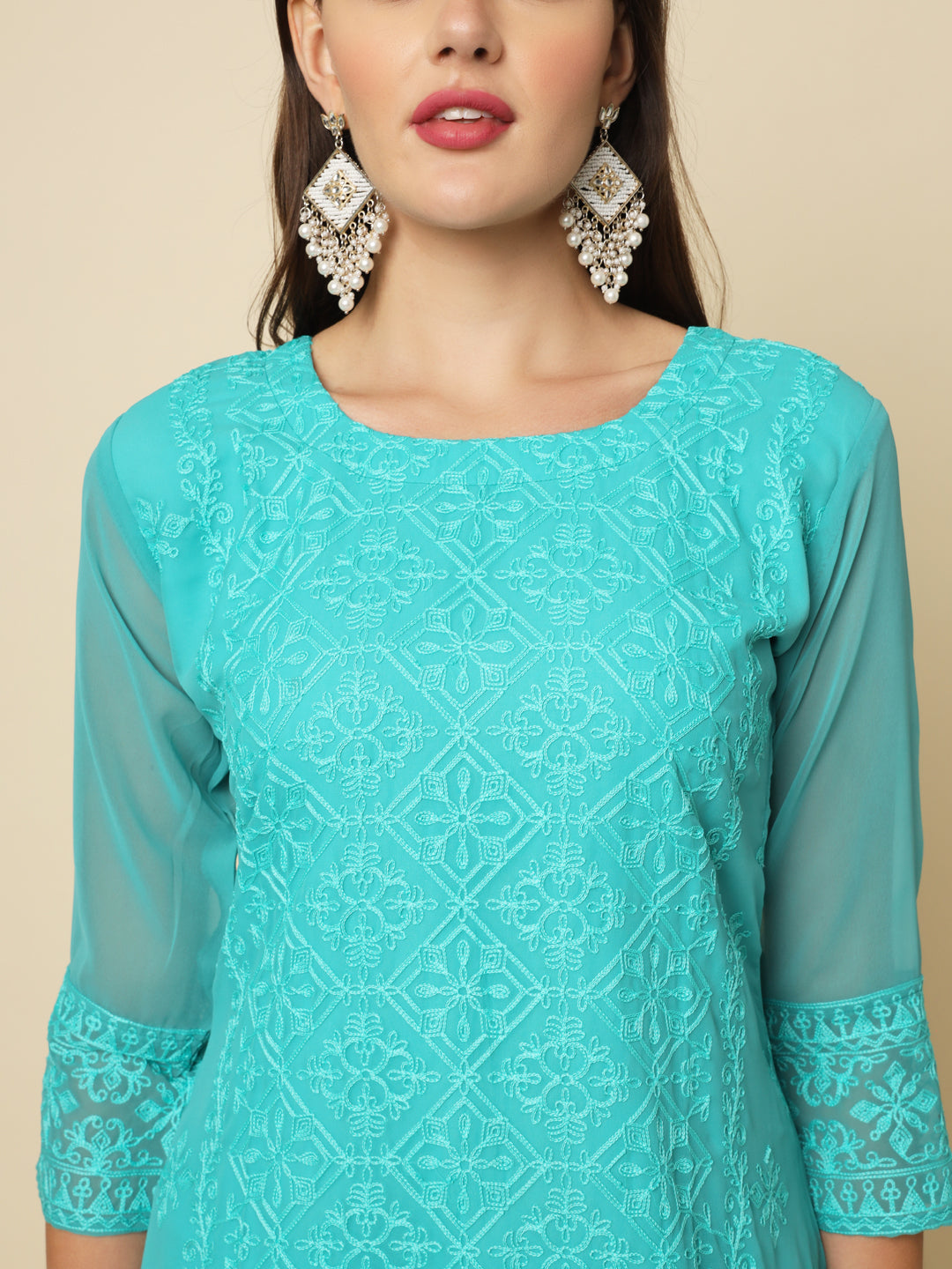 Georgette Kurti | Thread & Chikankari Embroidery for Women