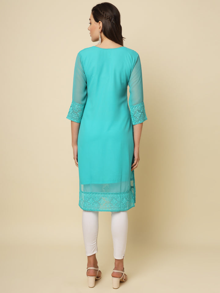 Georgette Kurti | Thread & Chikankari Embroidery for Women