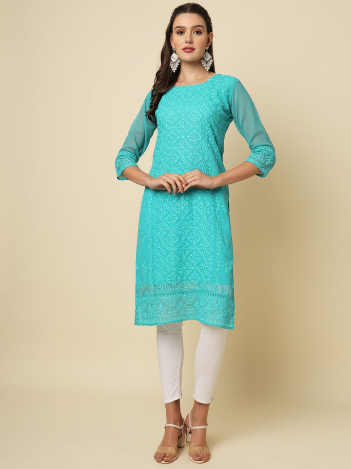 Georgette Kurti | Thread & Chikankari Embroidery for Women