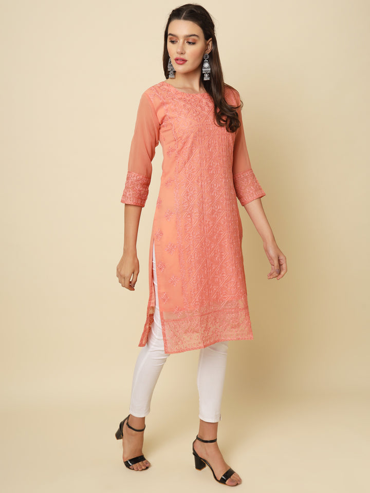 Georgette Kurti | Thread & Chikankari Embroidery for Women