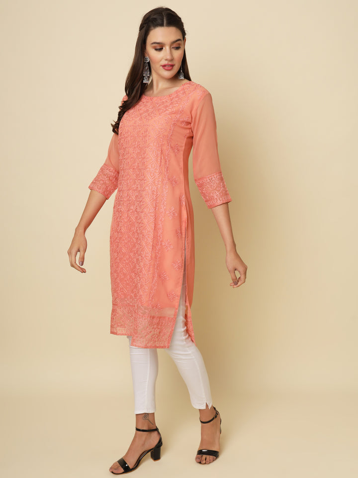 Georgette Kurti | Thread & Chikankari Embroidery for Women