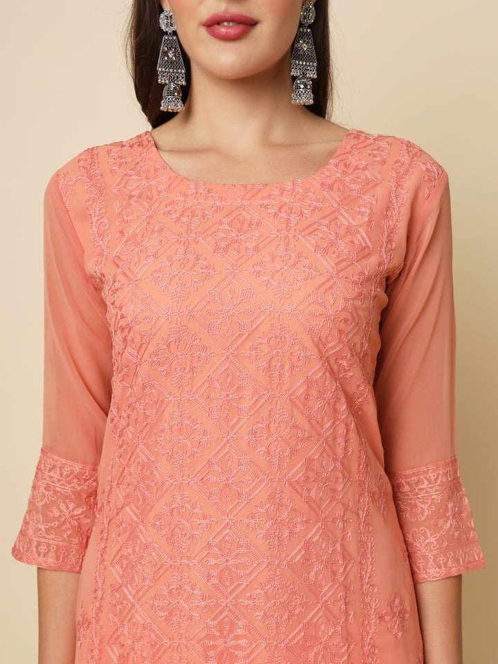 Georgette Kurti | Thread & Chikankari Embroidery for Women
