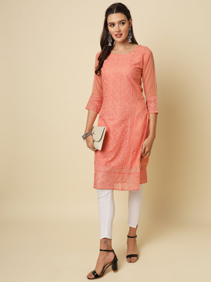 Georgette Kurti | Thread & Chikankari Embroidery for Women