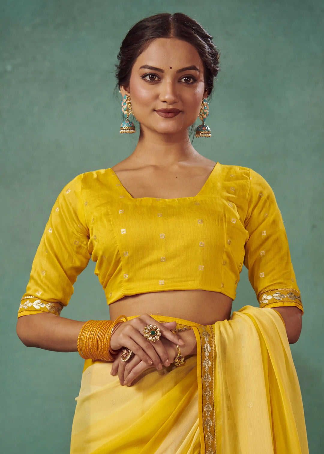 Chiffon Saree with Art-Silk Blouse | Peddling Polka-Dots for Weddings