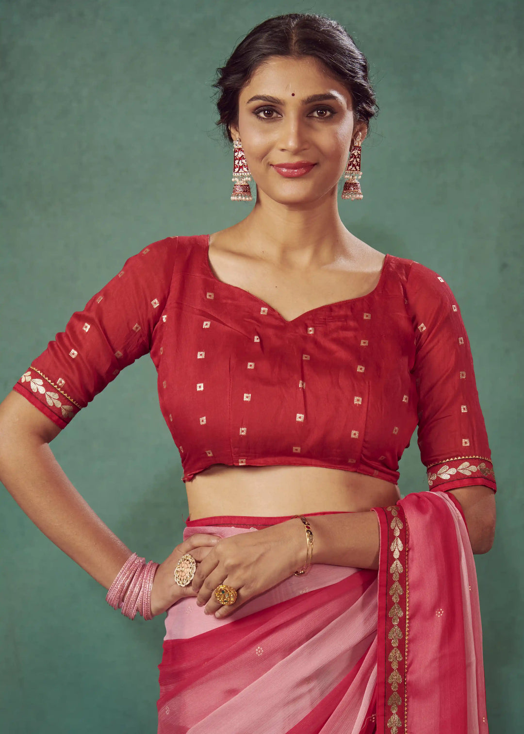 Chiffon Saree with Art-Silk Blouse | Peddling Polka-Dots for Weddings