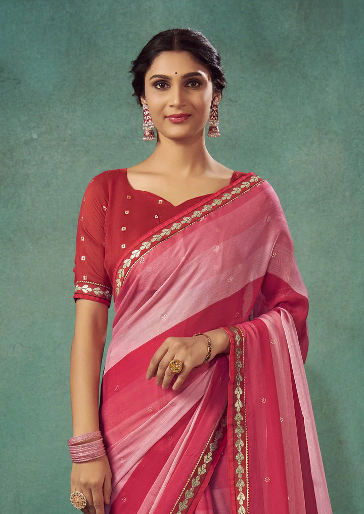 Chiffon Saree with Art-Silk Blouse | Peddling Polka-Dots for Weddings