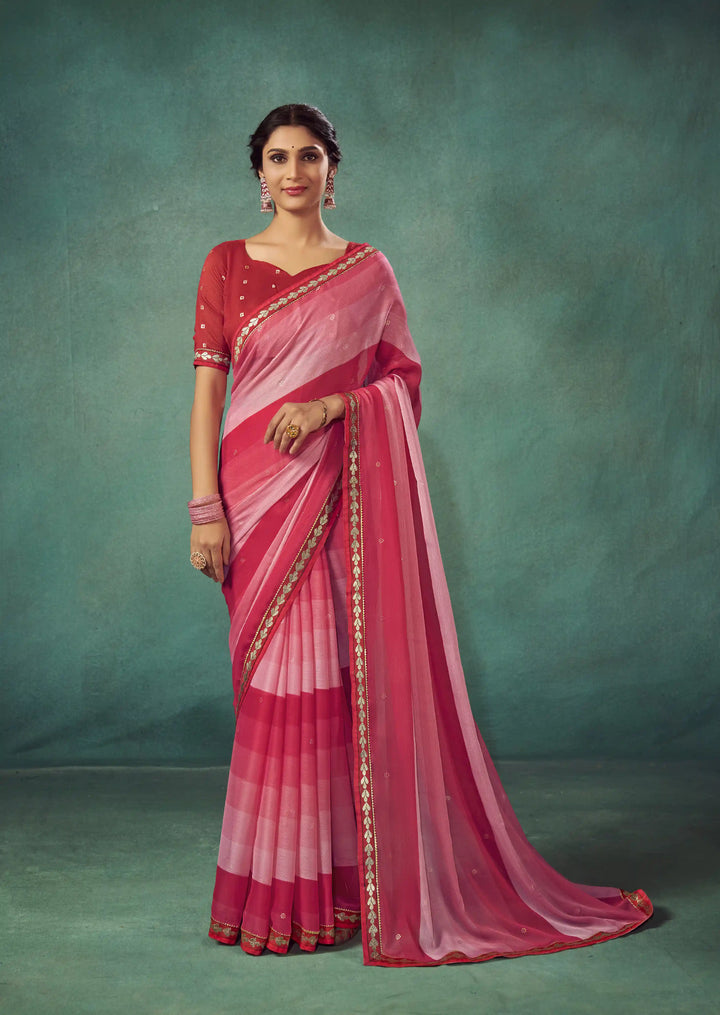 Chiffon Saree with Art-Silk Blouse | Peddling Polka-Dots for Weddings