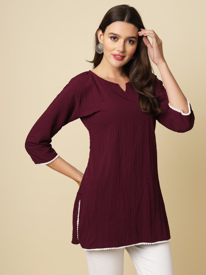 Designer Short Kurti in Cotton Crush | Solid Crushed Fabric