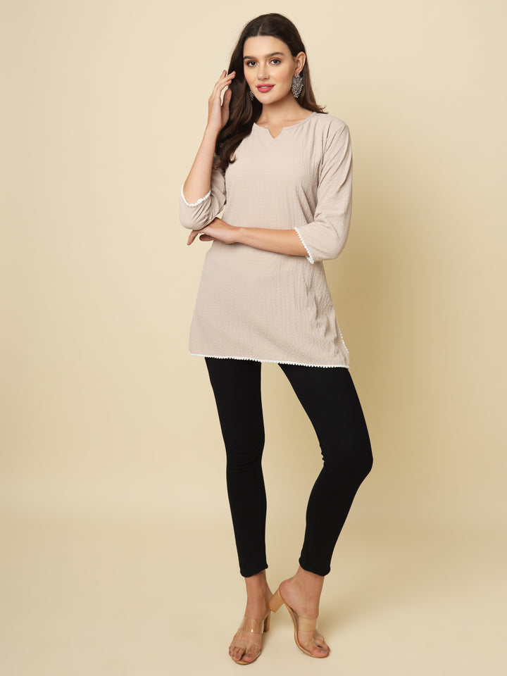 Designer Short Kurti in Cotton Crush | Solid Crushed Fabric
