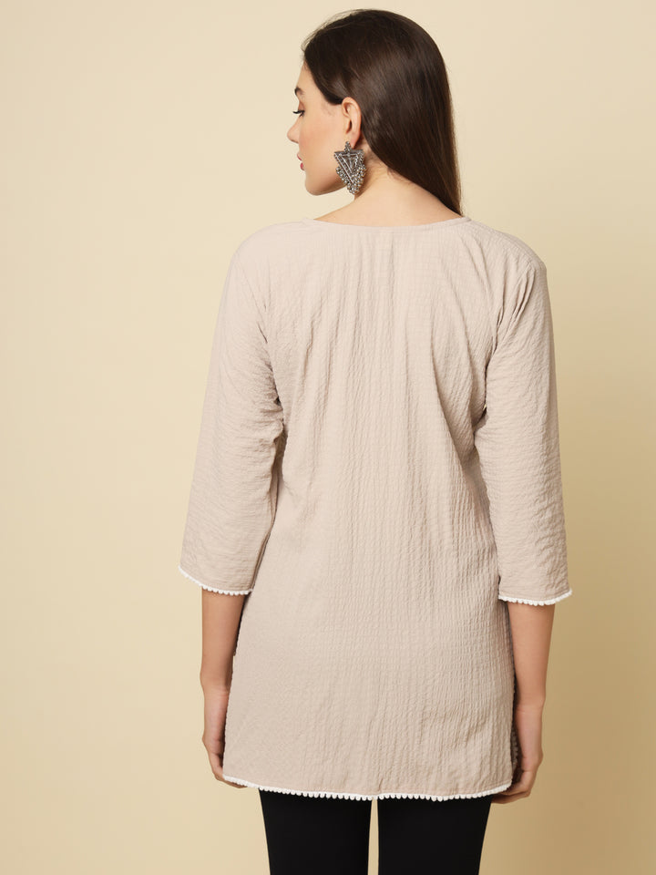 Designer Short Kurti in Cotton Crush | Solid Crushed Fabric
