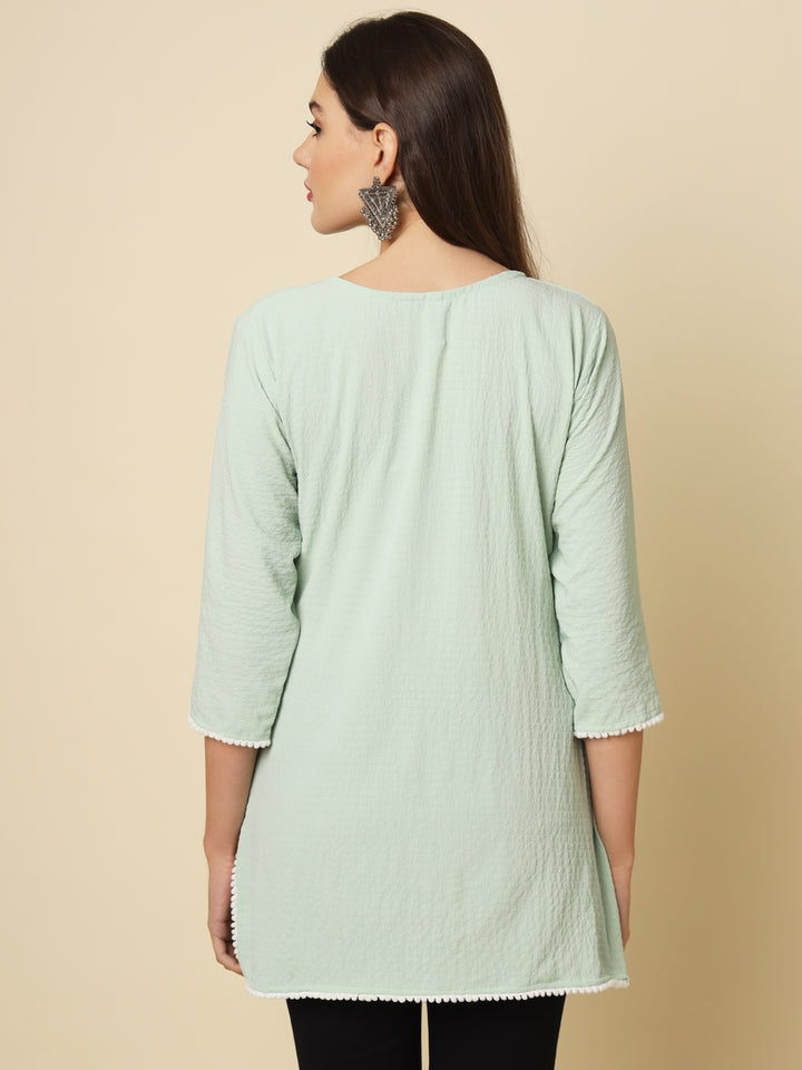 Designer Short Kurti in Cotton Crush | Solid Crushed Fabric