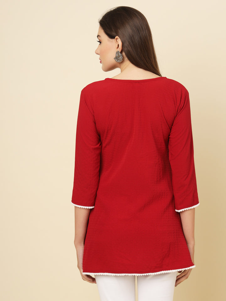 Designer Short Kurti in Cotton Crush | Solid Crushed Fabric