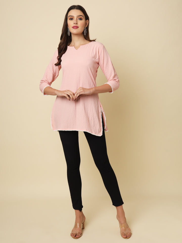 Designer Short Kurti in Cotton Crush | Solid Crushed Fabric