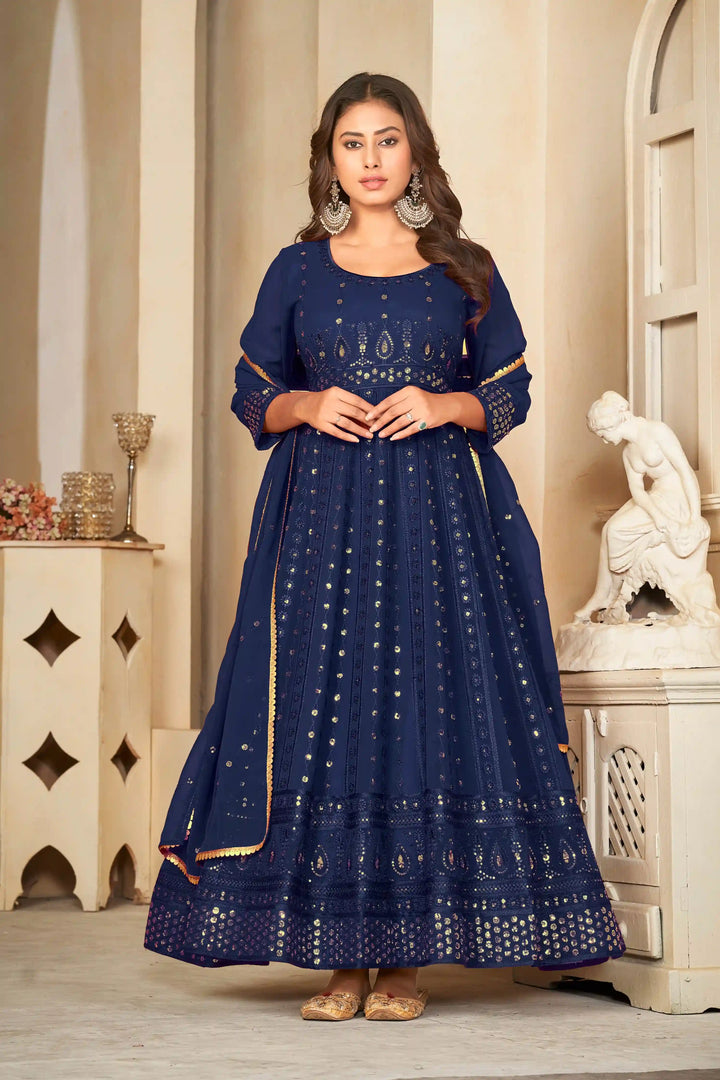 Georgette Crepe Designer Anarkali Suit | Embroidery Work & Dupatta