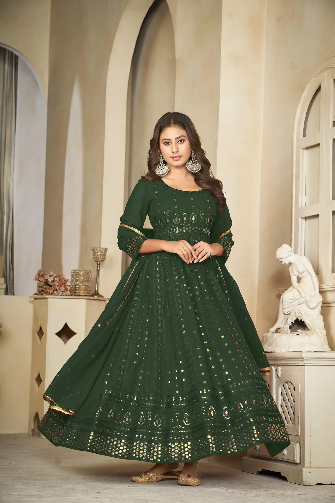 Georgette Crepe Designer Anarkali Suit | Embroidery Work & Dupatta