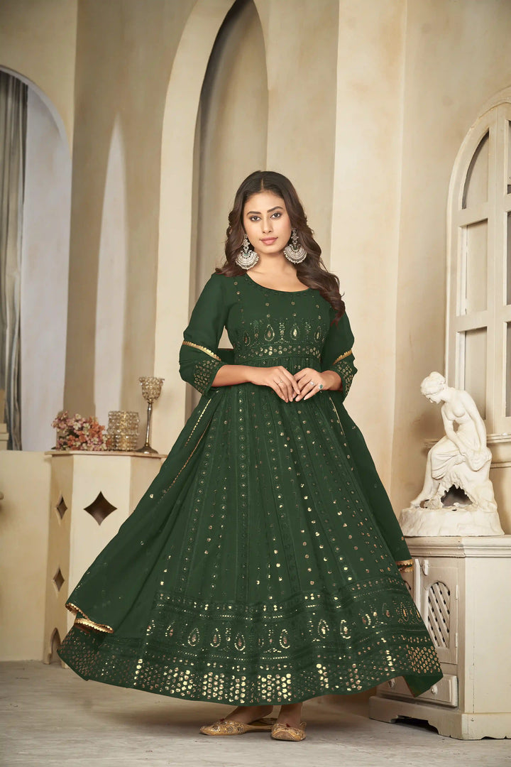 Georgette Crepe Designer Anarkali Suit | Embroidery Work & Dupatta