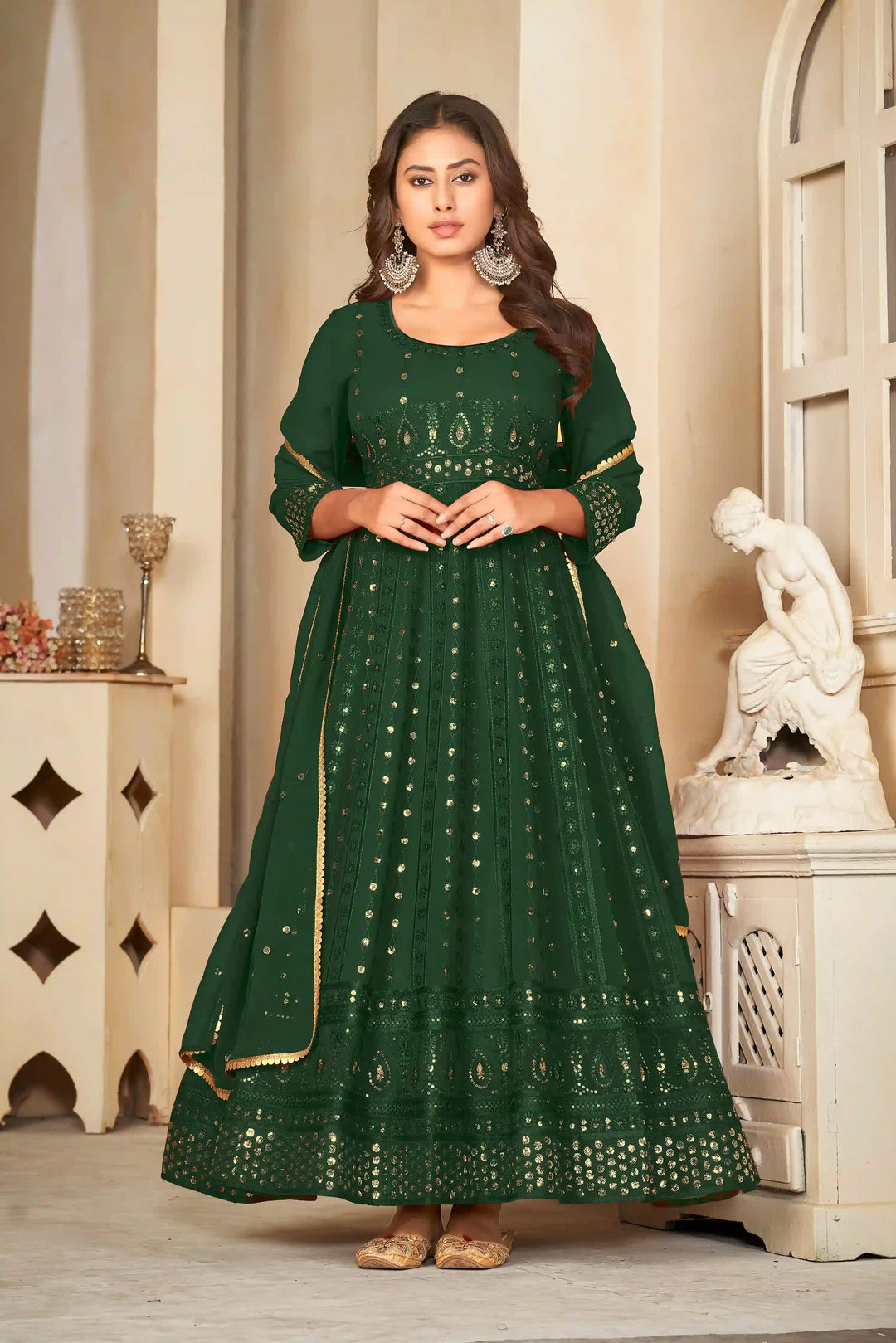 Georgette Crepe Designer Anarkali Suit | Embroidery Work & Dupatta
