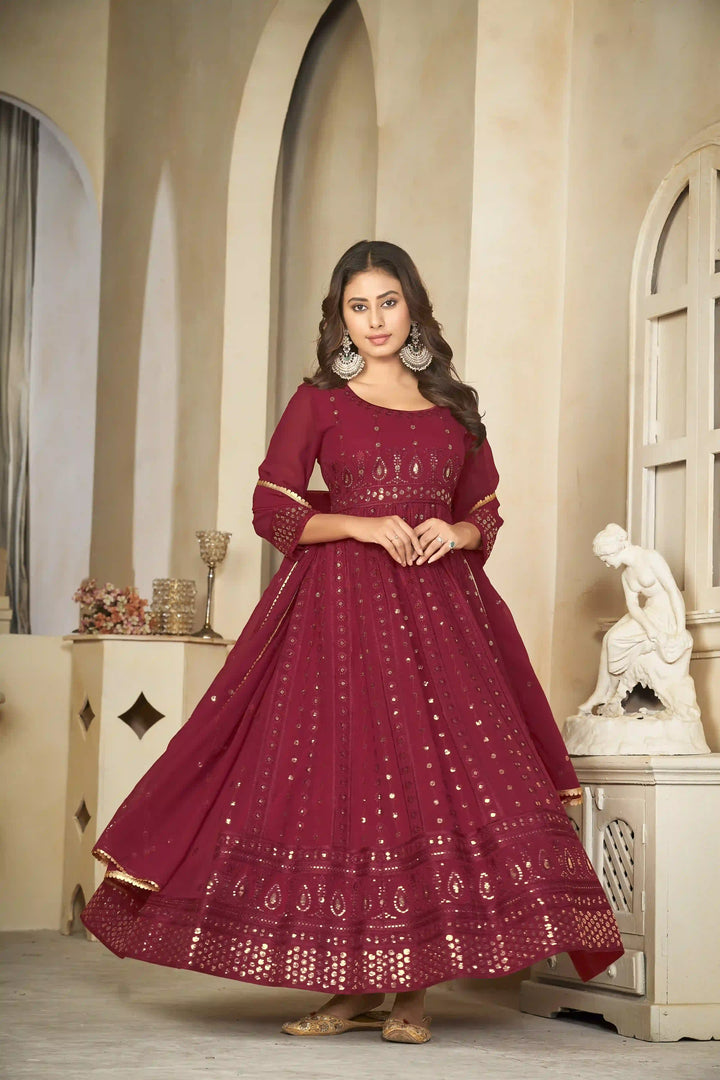 Georgette Crepe Designer Anarkali Suit | Embroidery Work & Dupatta