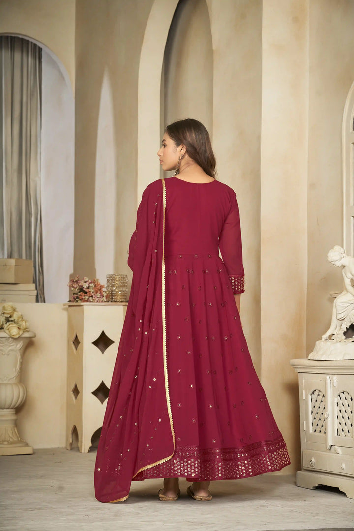 Georgette Crepe Designer Anarkali Suit | Embroidery Work & Dupatta