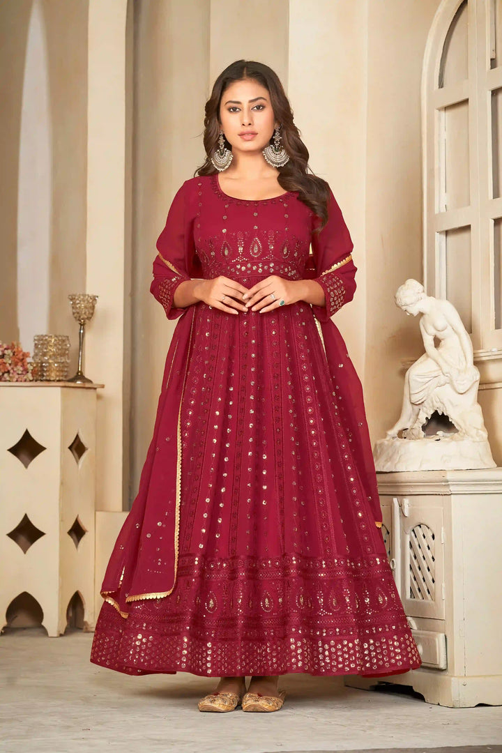 Georgette Crepe Designer Anarkali Suit | Embroidery Work & Dupatta