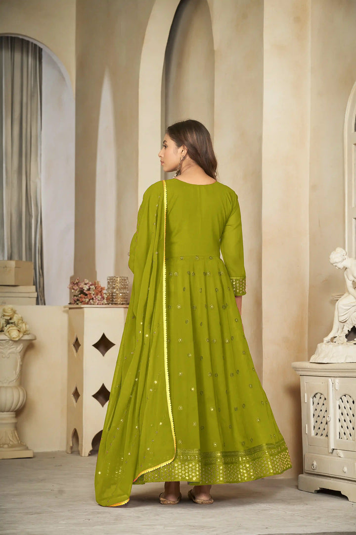 Georgette Crepe Designer Anarkali Suit | Embroidery Work & Dupatta