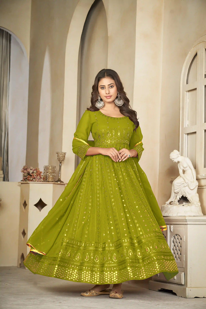 Georgette Crepe Designer Anarkali Suit | Embroidery Work & Dupatta
