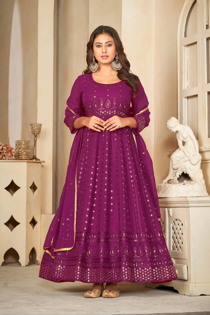 Georgette Crepe Designer Anarkali Suit | Embroidery Work & Dupatta