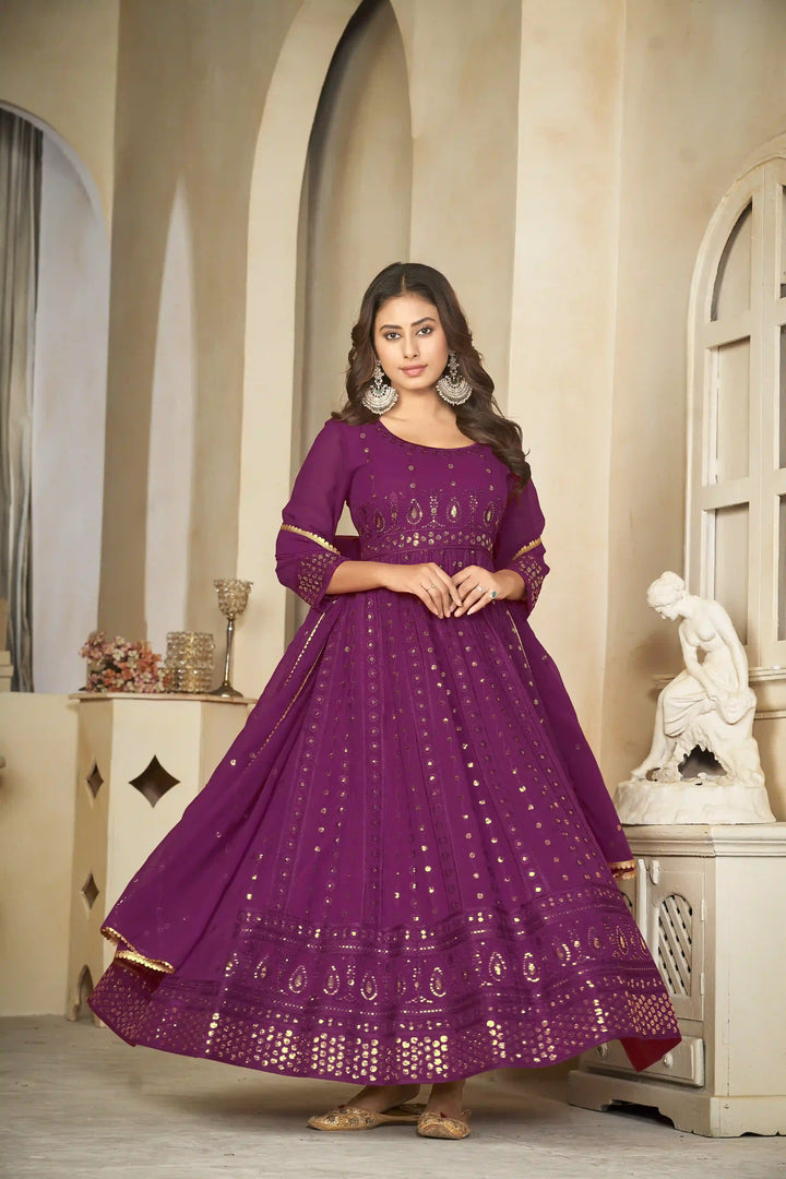 Georgette Crepe Designer Anarkali Suit | Embroidery Work & Dupatta