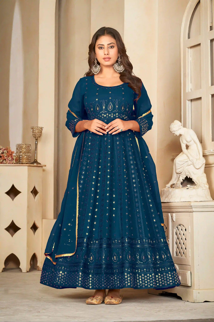 Georgette Crepe Designer Anarkali Suit | Embroidery Work & Dupatta